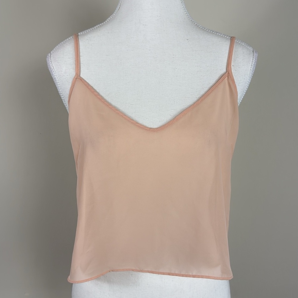 Wilfred Peach Sheer Darted Cropped Tank Top Oversized Size XXS